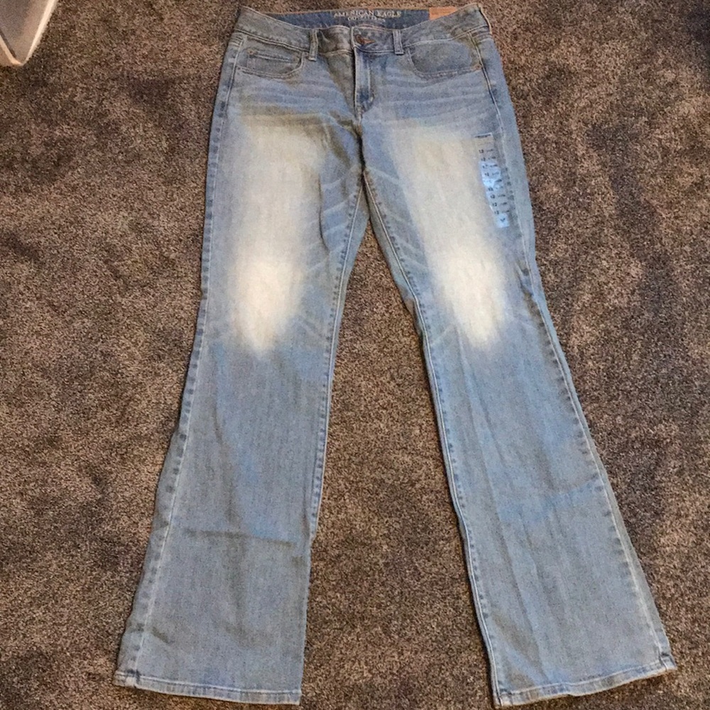 AE Extra Long light wash Favorite Boyfriend jeans